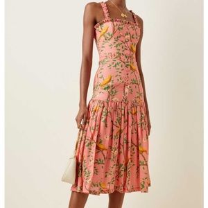 NWT Agua by Agua Bendita Rare Nispero ruffled tiered printed linen dress sz XL